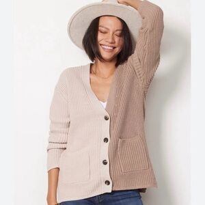 NWOT! John + Jenn cream & brown color block cardigan sweater!